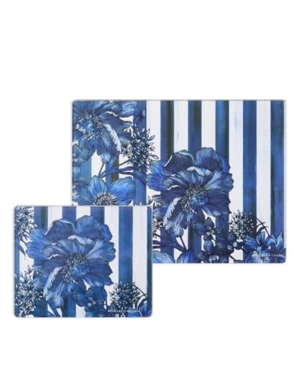NWT MacKenzie-Childs Royal English Garden Glass Cutting Boards, Set of 2